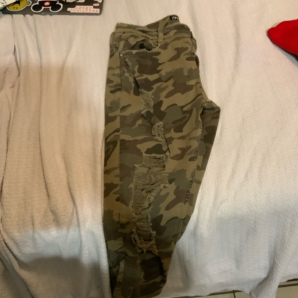Ripped camo jeans from Zara